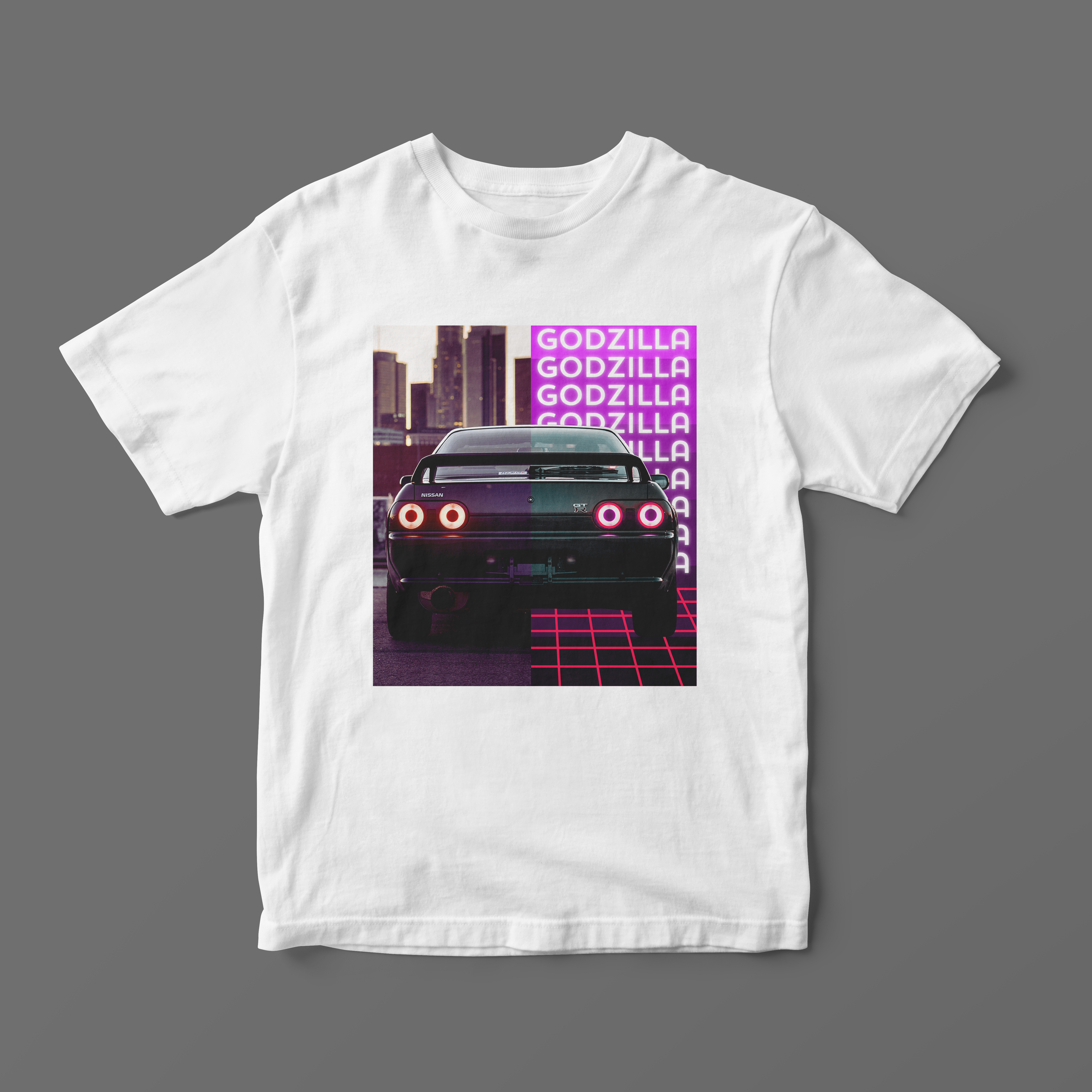 Godzilla white tshirt тениски с коли